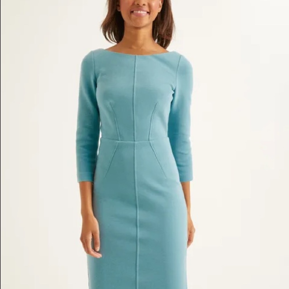 Boden Teal 3/4 Sleeve Aurelia Ottoman Dress